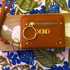 NEW XOXO Cognac Faux Leather Wallet Wristlet